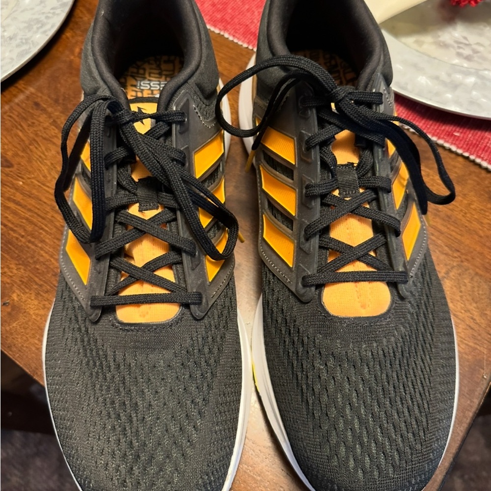 Adidas Men's Black and Orange Sneakers